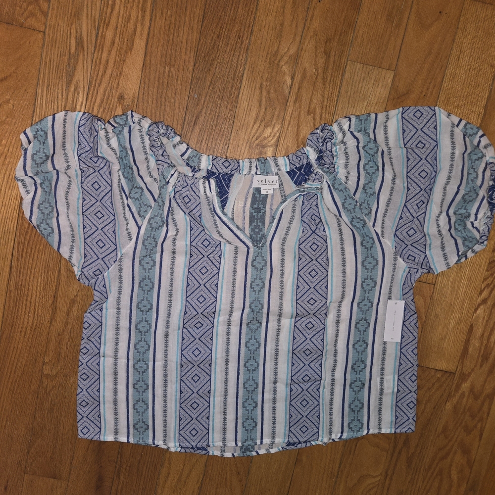 Velvet by Graham & Spencer Kimmy Boho Top Aztec Size XS NWT - Picture 2 of 7